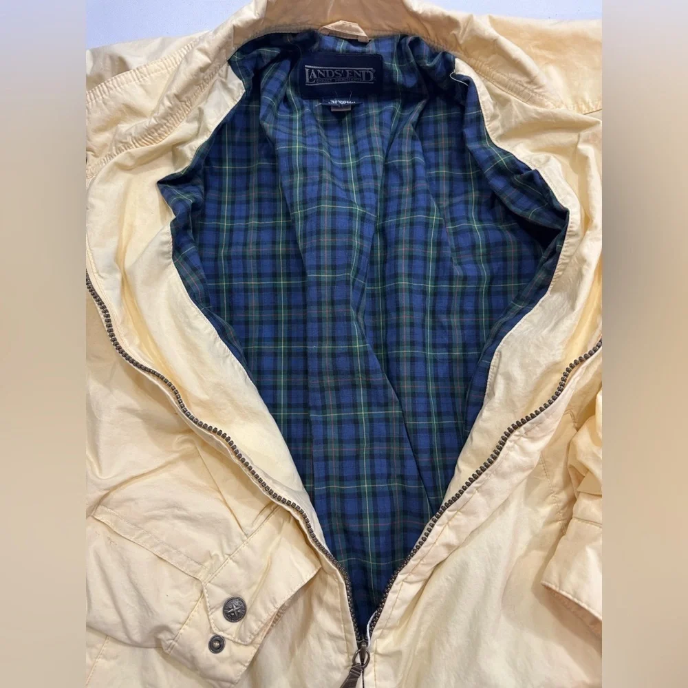 Vintage Lands' End Men's Light Cream yellow Jacket-Cabincore